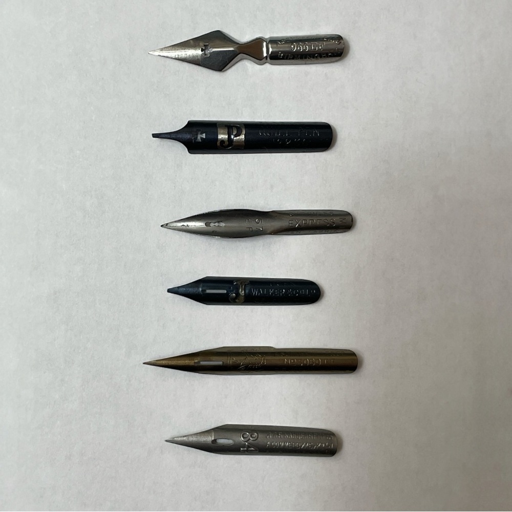 Calligraphy ink pen nibs vintage x 6 brand listed in description below